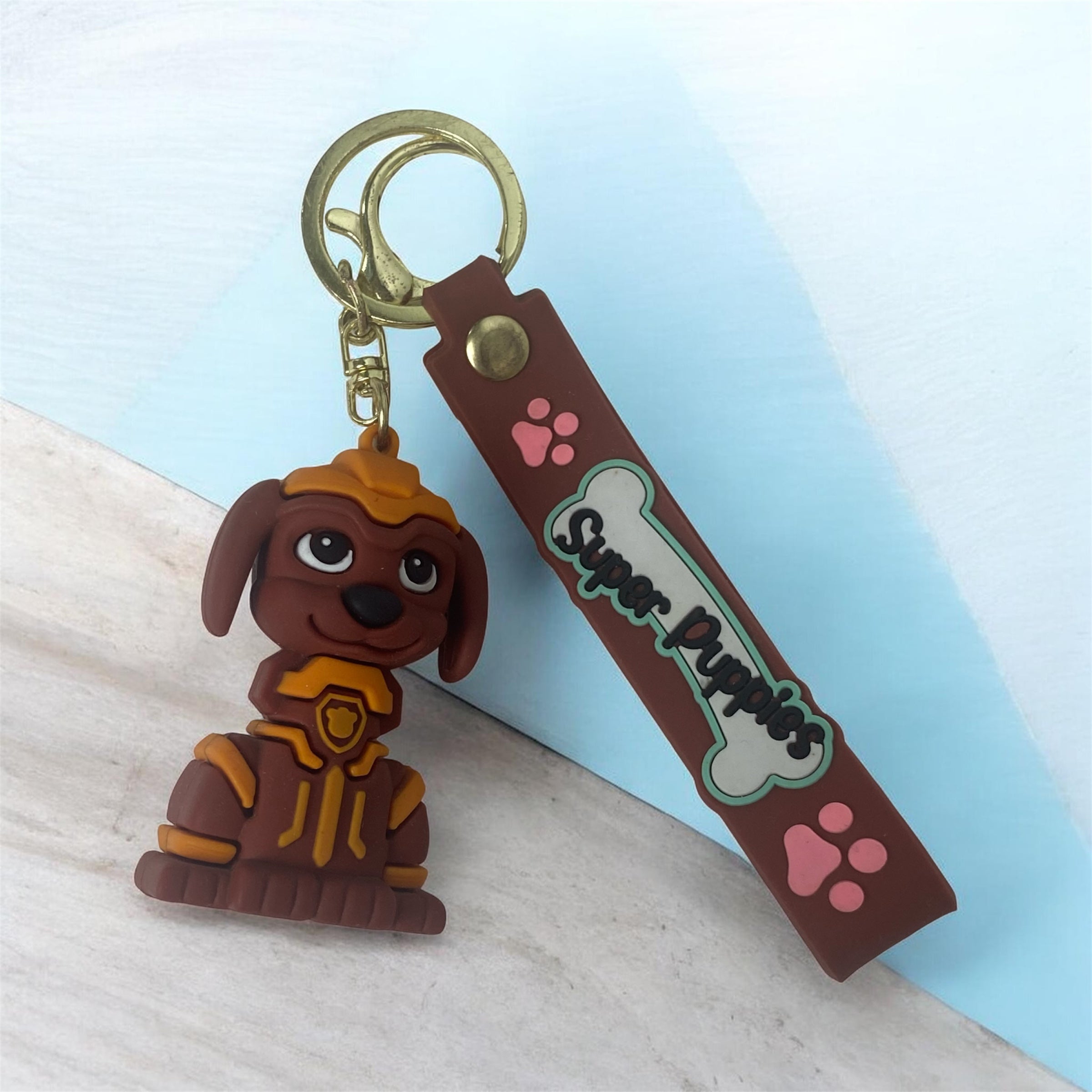 Super Puppies Fire Dog Keychain – Red Silicone Character Keyring