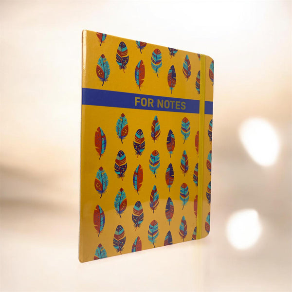 "For Notes" Feather Pattern Journal - Yellow