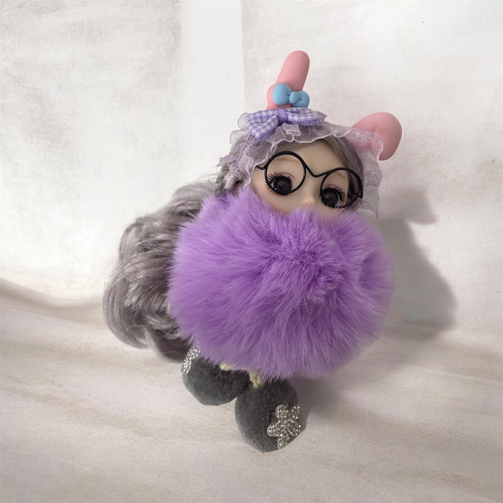 Fluffy Pom-Pom Doll Keychain