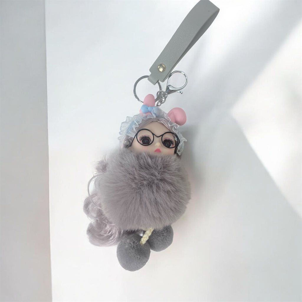 Fluffy Pom-Pom Doll Keychain