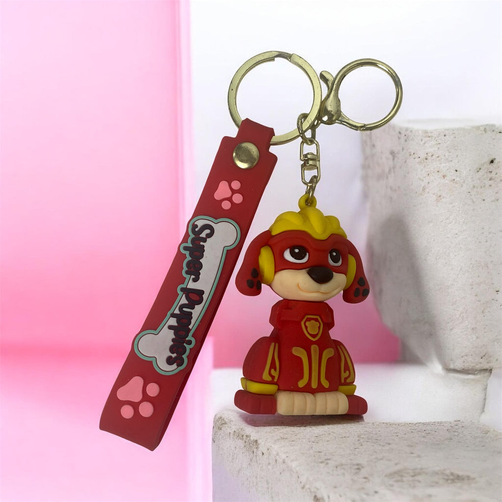 Super Puppies Fire Dog Keychain – Red Silicone Character Keyring