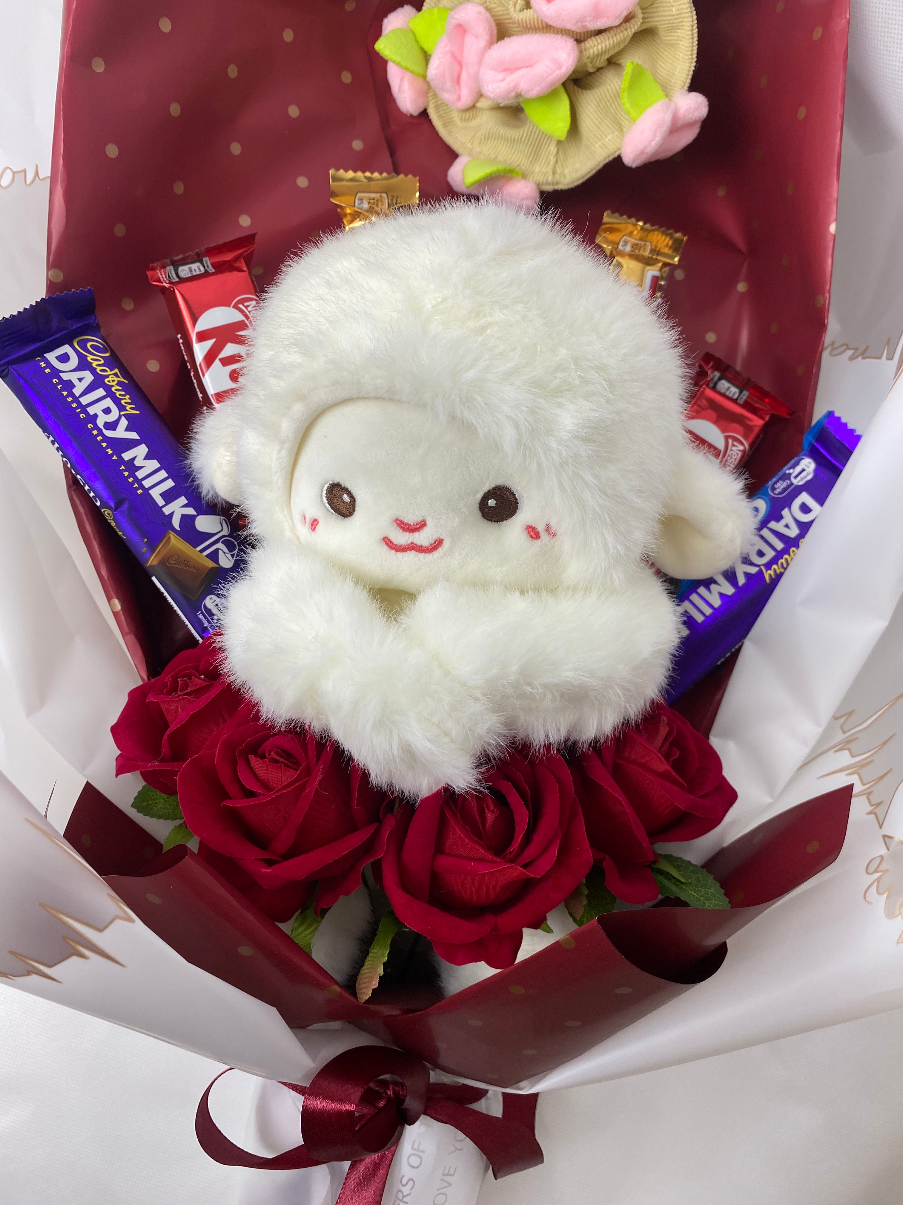 Luxury Teddy & Chocolate Rose Bouquet