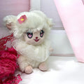 Cute White Lamb Plush Toy – Fluffy Sheep Stuffed Animal with Lace Collar and Pink Flower