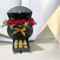 Luxury Black Marble Gift Box with Red Roses & Ferrero Rocher Chocolates