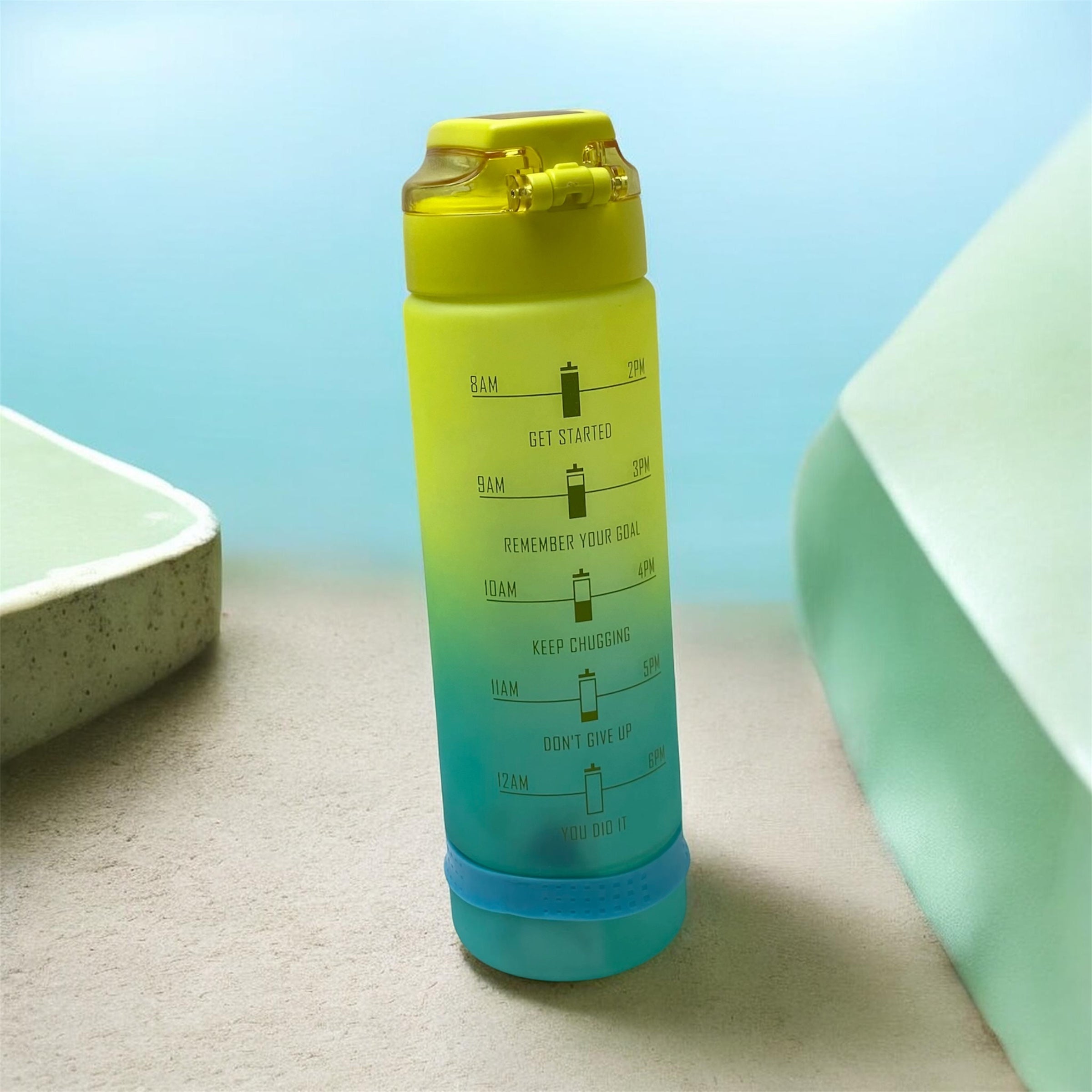 PH BOTTLE Gradient Neon Lime & Teal Frosted Water Bottle