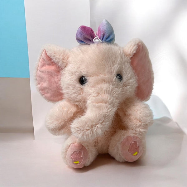 Cute Elephant Plush Toy with Pastel Bow